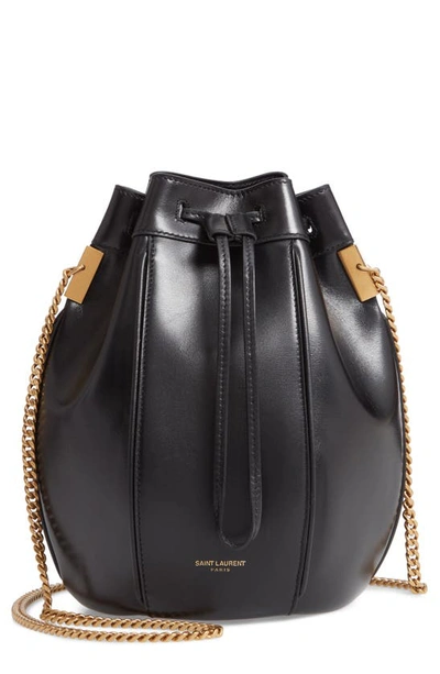 Shop Saint Laurent Small Talitha Leather Bucket Bag In Noir