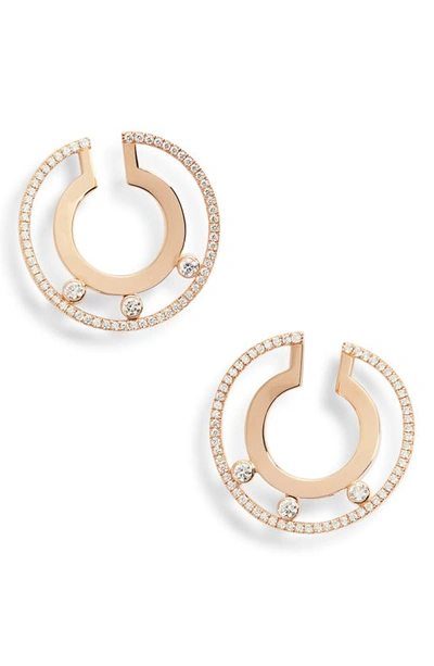 Shop Messika Move Romane 18k Gold & Diamond Hoop Earrings In Rose Gold