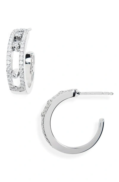 Shop Messika Move Diamond Hoop Earrings In White Gold
