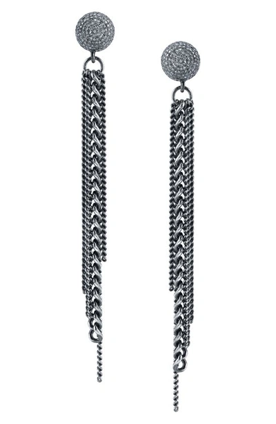 Shop Sheryl Lowe Fringe Earrings With Diamonds In Sterling Silver
