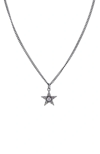 Shop Sheryl Lowe Bezel Diamond Star Pendant Necklace In Sterling Silver
