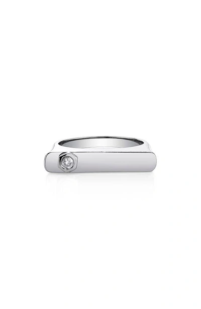 Shop Sheryl Lowe Bezel Diamond Bar Ring In Sterling Silver