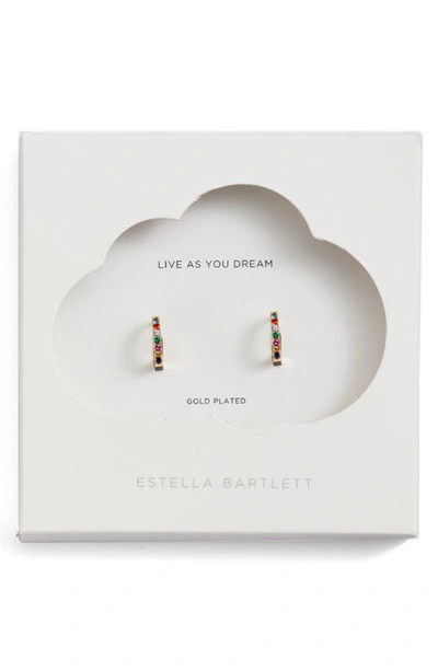 Shop Estella Bartlett Multicolor Crystal Pavé Huggie Hoop Earrings In Gold