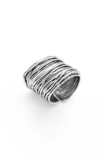 Shop Karine Sultan Adjustable Band Ring In Silver
