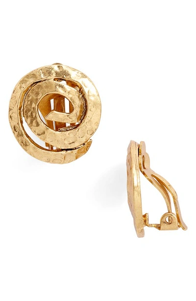 Shop Karine Sultan Circular Clip Statement Earrings In Gold