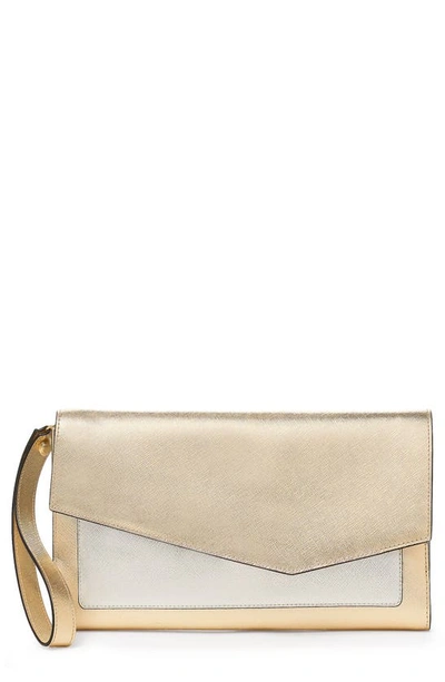 Shop Botkier Cobble Hill Leather Wallet In Gold Colorblock