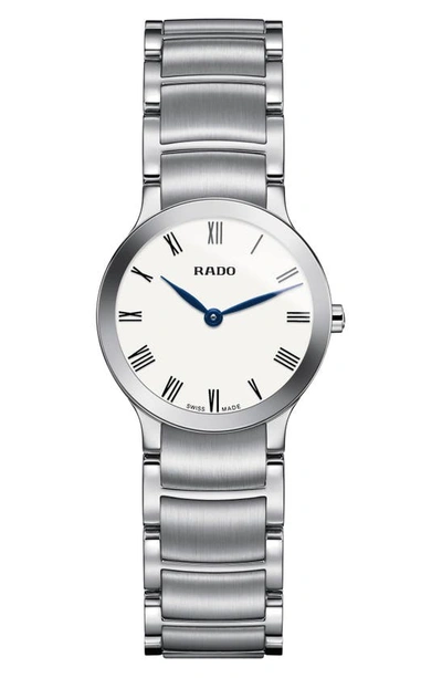 Shop Rado Centrix Bracelet Watch, 23mm In Silver/ White/ Silver