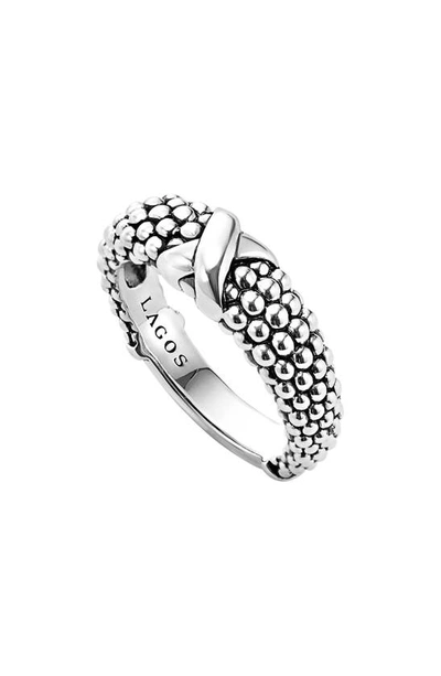 Shop Lagos Signature Caviar Ring In Silver