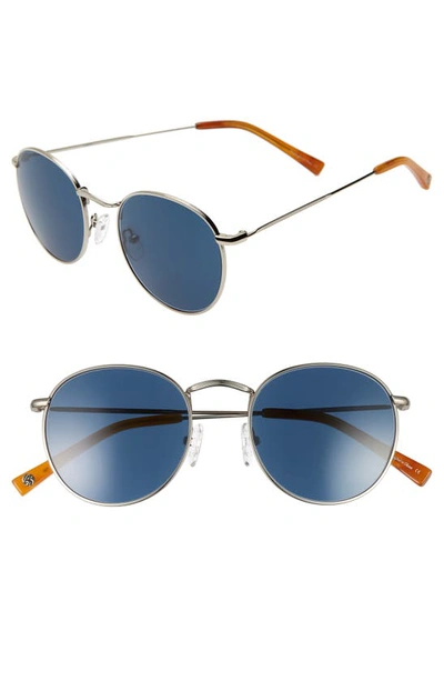 Shop Brightside Charlie 50mm Mirrored Round Sunglasses In Silver/ Indigo Blue