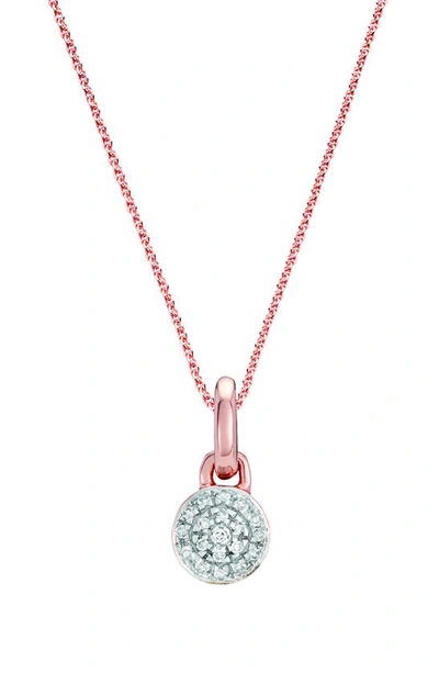 Shop Monica Vinader Fiji Mini Diamond Button Pendant Charm In Rose Gold/ Diamond