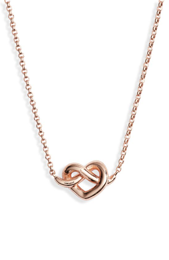 Kate Spade Loves Me Knot Mini Pendant Necklace In Rose Gold At Nordstrom Modesens