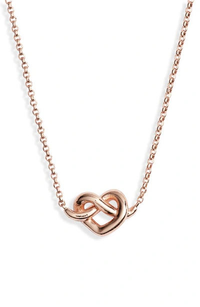 Shop Kate Spade Loves Me Knot Mini Pendant Necklace In Rose Gold