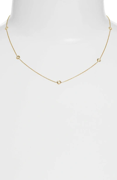 Shop Roberto Coin Diamond Station Necklace In Yellow Gold