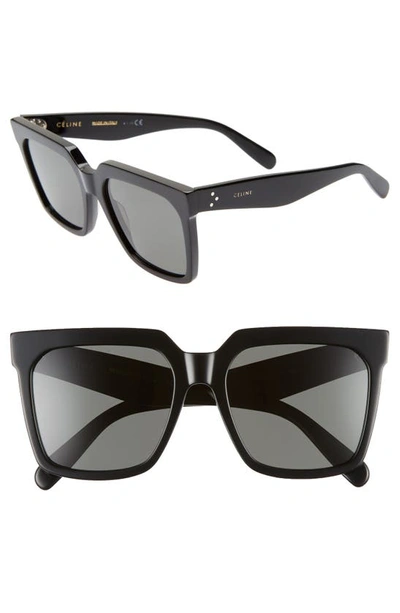 Celine Cl40055i 55mm Polarized Square Sunglasses In Black | ModeSens
