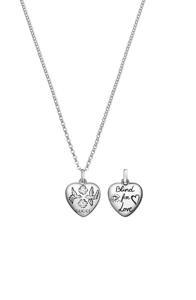 Shop Gucci Blind For Love Pendant Necklace In Sterling Silver