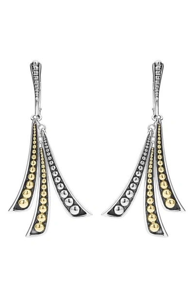 Shop Lagos Signature Caviar Linear Drop Earrings In Silver/ Gold