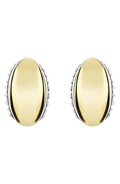 Shop Lagos Signature Caviar Omega Earrings In Silver/ Gold