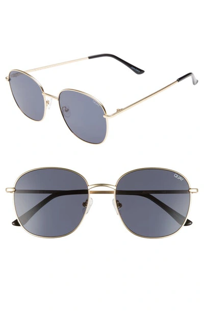 Quay Jezabell 57mm Round Sunglasses In Gold/ Smoke