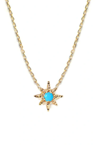 Shop Anzie Starburst Turquoise Pendant Necklace In Gold