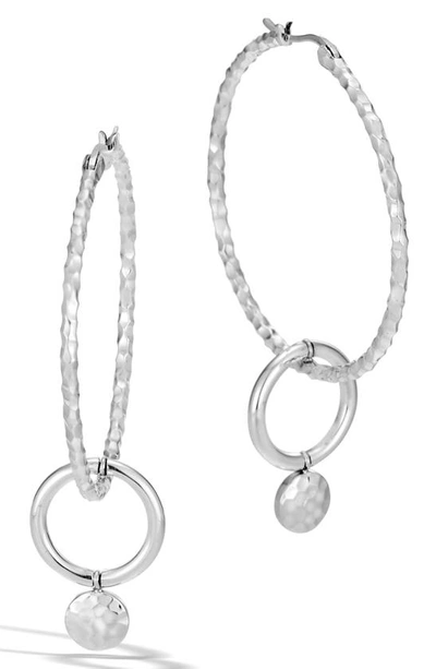 Shop John Hardy Medium Dot Hammered Interlink Earrings In Silver