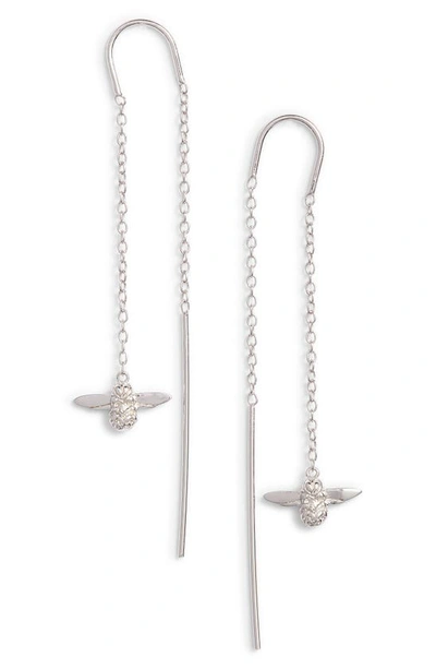 Shop Olivia Burton Bee Chain Thread Through Earrings In Silver