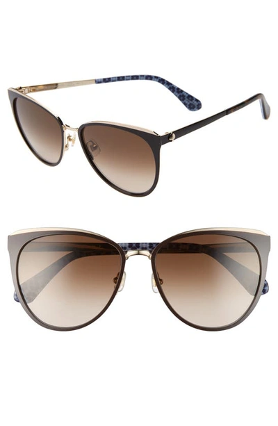 Shop Kate Spade Jabreas 57mm Cat Eye Sunglasses In Black/ Brown