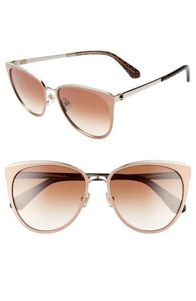 Shop Kate Spade Jabreas 57mm Cat Eye Sunglasses In Brown / Silver