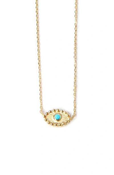 Shop Anzie Dew Drop Turquoise Evil Eye Pendant Necklace In Gold