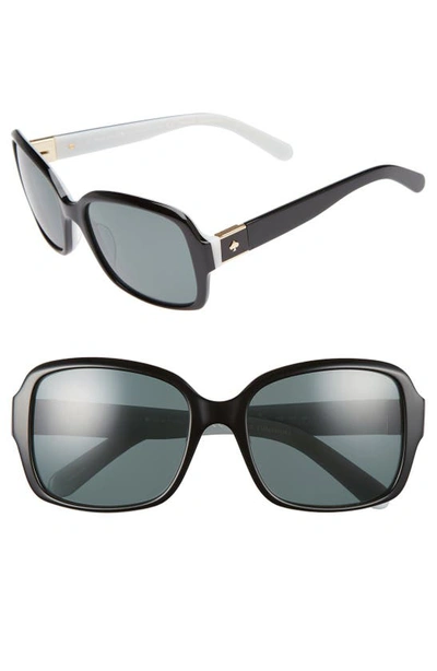 Shop Kate Spade Annor 54mm Polarized Sunglasses In Black/ White