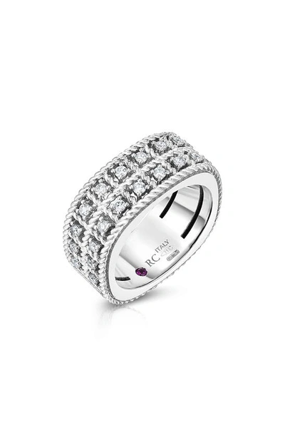 Shop Roberto Coin Byzantine Double Row Diamond Ring In White Gold