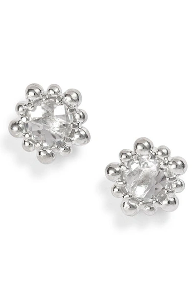 Shop Anzie Micro Dew Drop Topaz Earrings In White Topaz