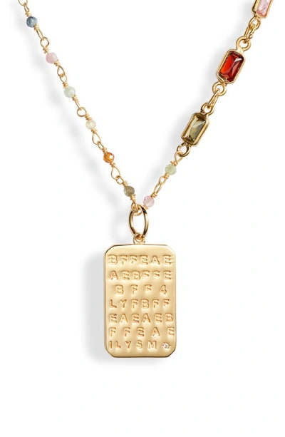 Shop Ela Rae Best Friends Dog Tag Pendant Necklace In Multi/ Gold
