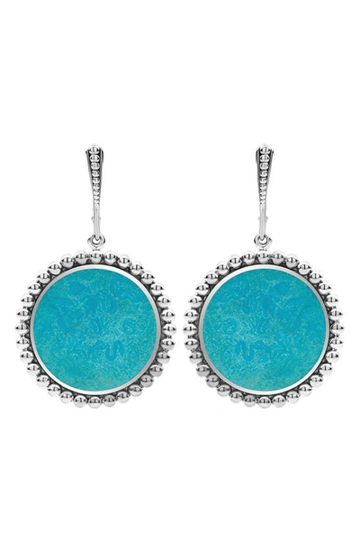 Shop Lagos Maya Circle Drop Earrings In Silver/ Turquoise