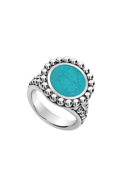 Shop Lagos Maya Small Circle Ring In Silver/ Turquoise