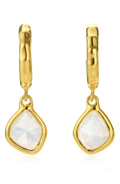 Shop Monica Vinader Siren Mini Nugget Drop Earrings In Gold/ Moonstone