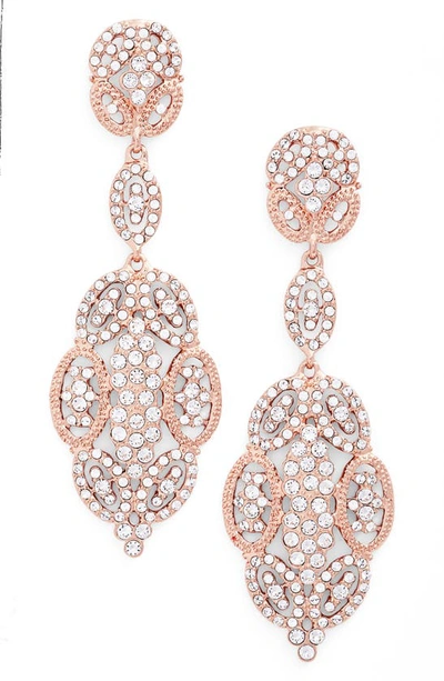 Shop Nina 'glamorous' Crystal Drop Earrings In Rose