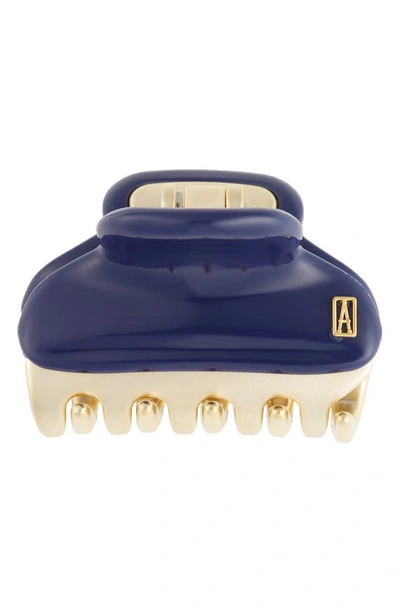 Shop Alexandre De Paris Small Hair Clip In Navy Gold