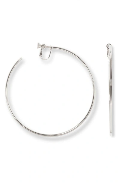 Shop Vince Camuto Clip Hoop Earrings In Rhodium