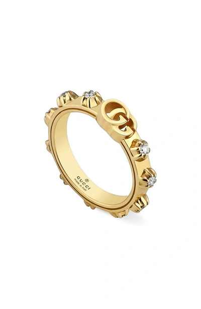 Shop Gucci Gg Running Diamond Ring In Yellow Gold