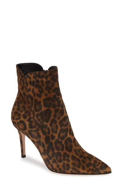 Shop Gianvito Rossi Leopard Print Pointy Toe Bootie