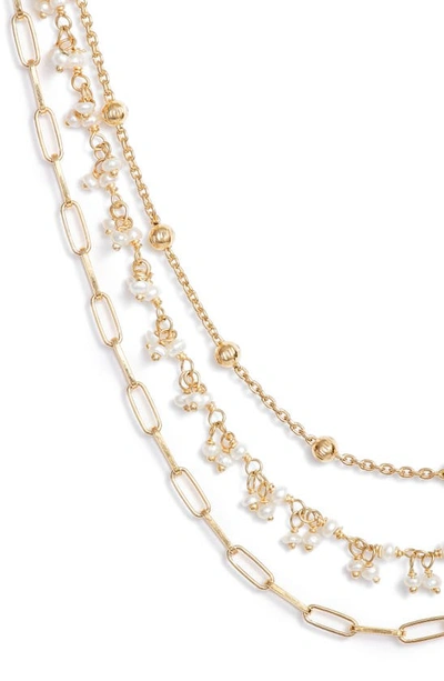 Shop Ela Rae Multistrand Collar Necklace In Pearl