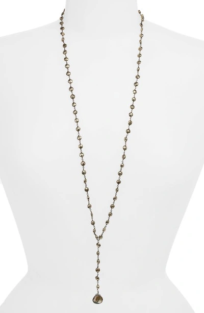 Shop Ela Rae Yaeli Coin Long Semiprecious Stone Y-necklace In Black