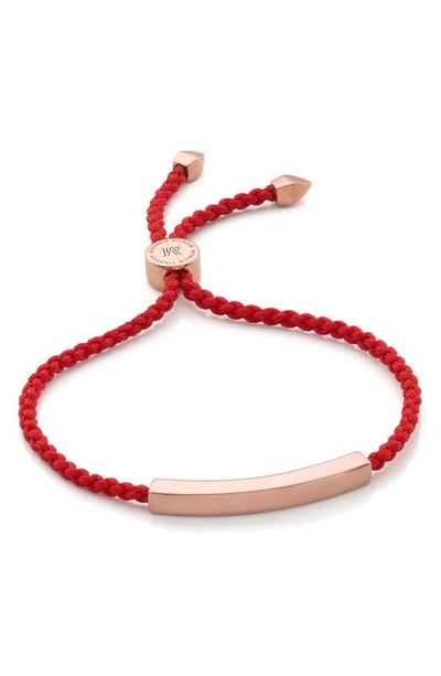 Shop Monica Vinader Engravable Linear Friendship Bracelet In Rose Gold/ Coral