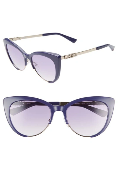Shop Moschino 55mm Cat Eye Sunglasses In Blue
