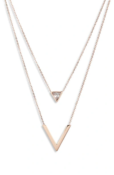 Shop Knotty Double Strand Pendant Necklace In Rose Gold