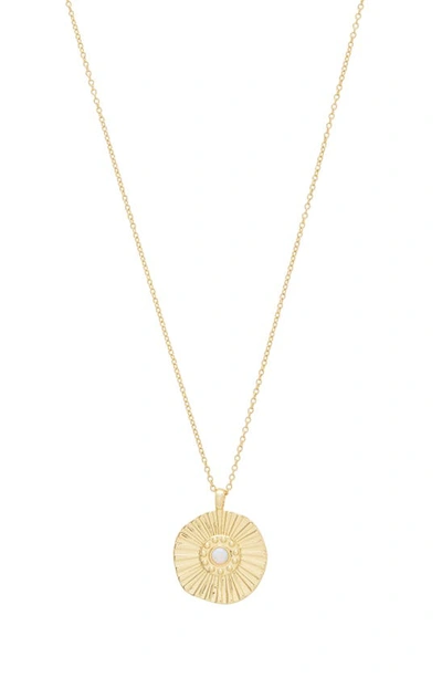 Shop Gorjana Sunburst Coin Pendant Necklace In Gold