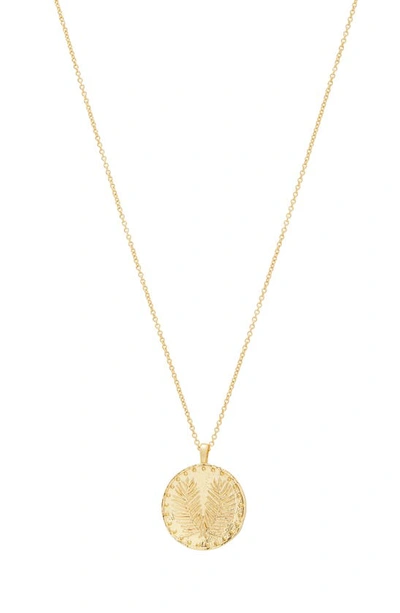 Shop Gorjana Palm Coin Pendant Necklace In Gold
