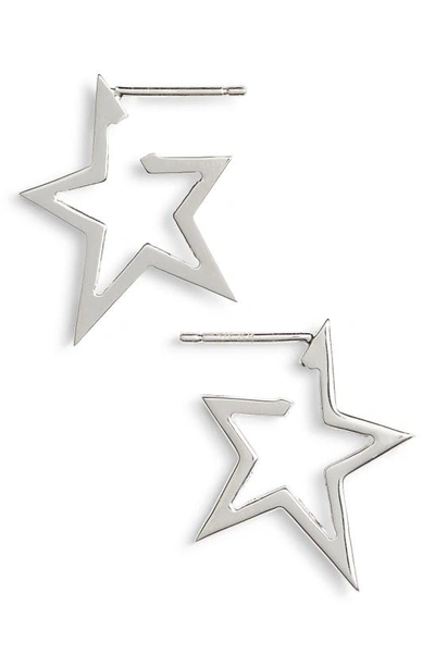 Shop Jennifer Zeuner Sade Star Small Hoops In Sterling Silver