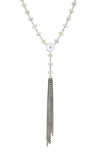 Shop Sheryl Lowe Moonstone & Diamond Tassel Y-necklace