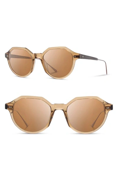 Shop Shwood Powell 50mm Polarized Geometric Sunglasses In Copper/ Ebony/ Brown